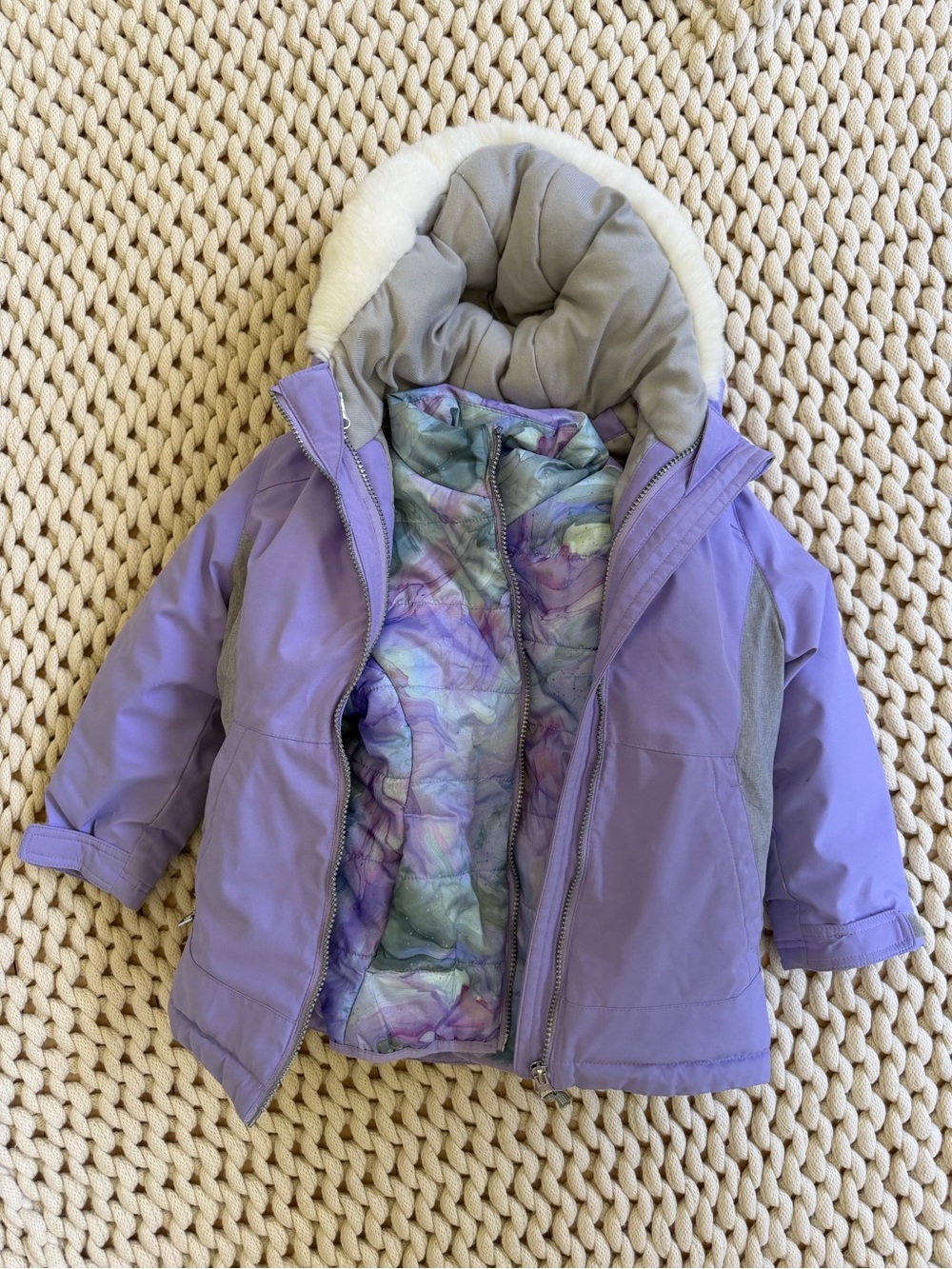 Gerry XS (5/6) Double Winter Jacket & Marble Print Puffer Jacket in Lavender